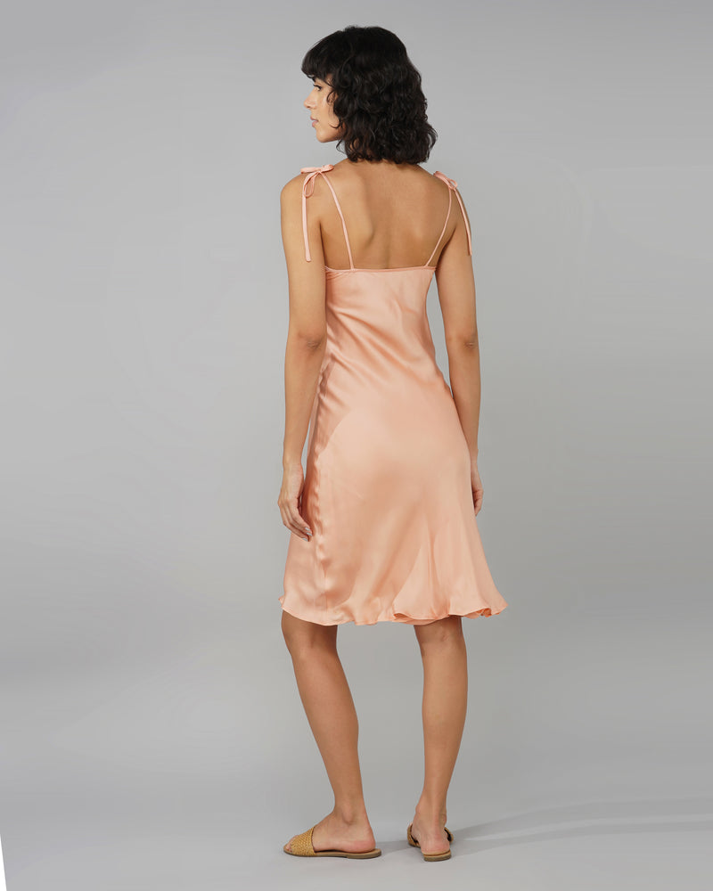 Bias cut slip dress coral