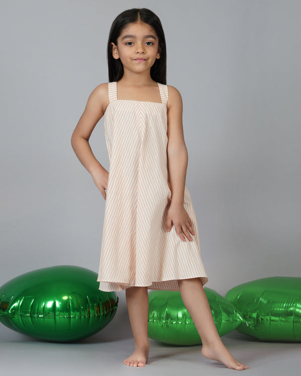 Little Cado Peach stripes swing dress