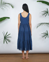 Front tie Indigo midi