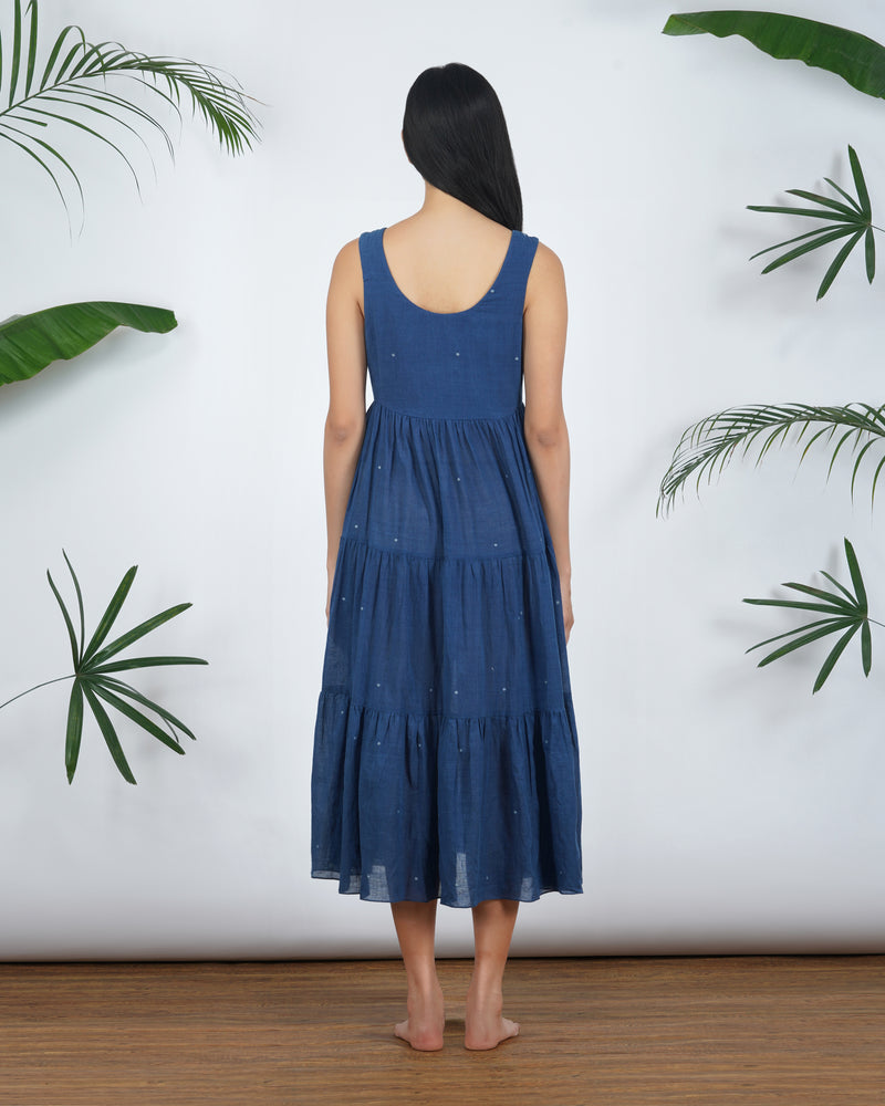 Front tie Indigo midi
