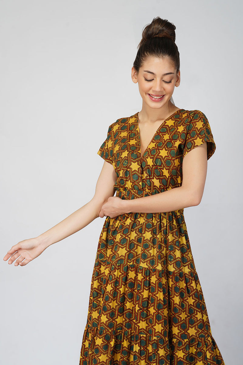 Star Ajrak Bamboo Dress