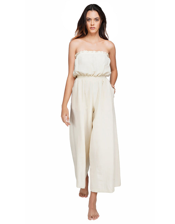 Off-White Kala Cotton-Linen Jumpsuit