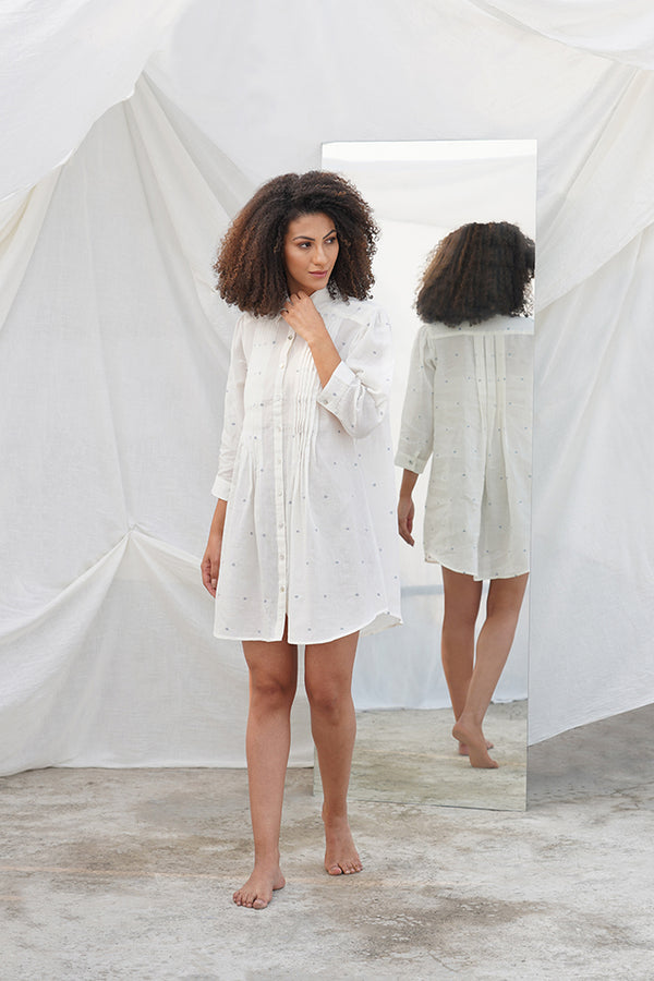 Pin Tucks Shirt Dress