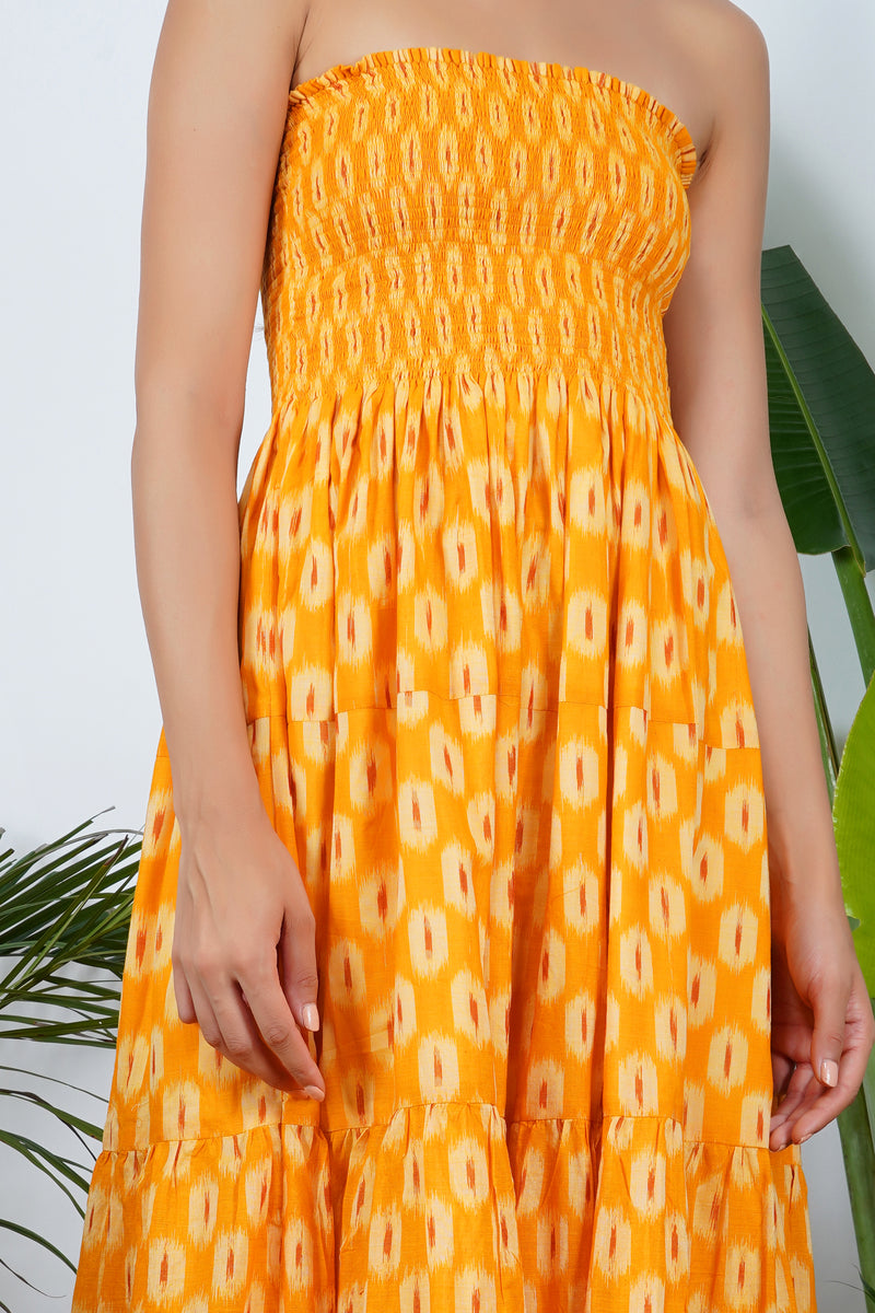 Yellow Ikat Tier Dress